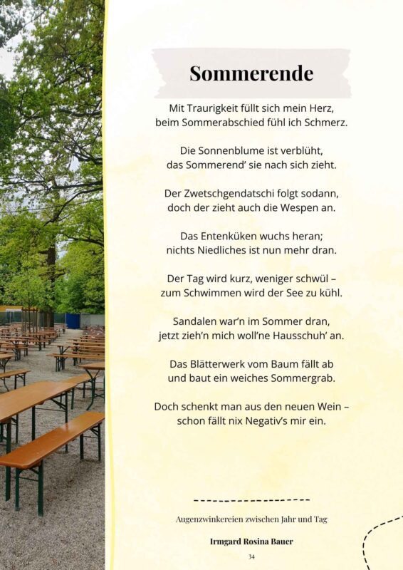 Sommerende – humorvolles Gedicht von Irmgard Rosina Bauer aus Augenzwinkereien zwischen Jahr und Tag