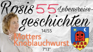 Farbiges Wappen mit stilisierten roten Hoftoren auf blau-gelbem Hintergrund, Sonne und Mond.