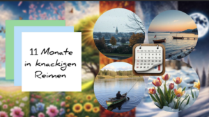 Jahreszeiten-Collage mit Kalender und Naturbildern als Symbol für gute Vorsätze im Januar
